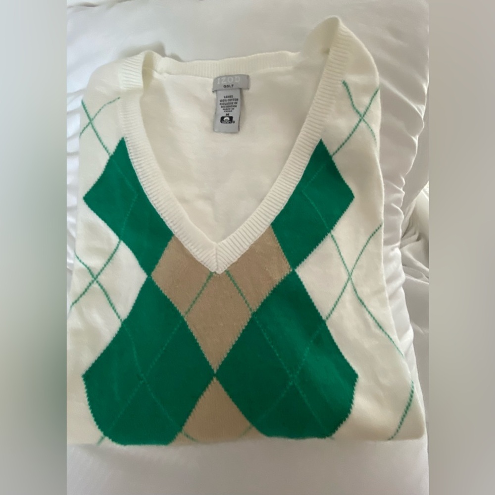 IZOD.. 2-WOMENS ARGYLE V-NECK SWEATERS - Picture 7 of 16